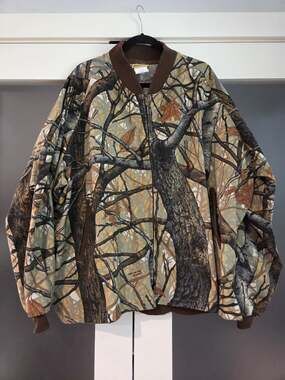 Vtg 90s Ideal Tree Bark Skyline Camo Bomber Jacket Men 4XL Big & Tall